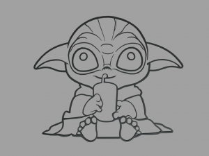 Baby Yoda Wall Silhouette 01 3D Print Model