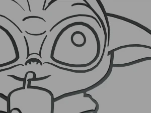 Siluet Dinding Bayi Yoda 01 Model Cetak 3D