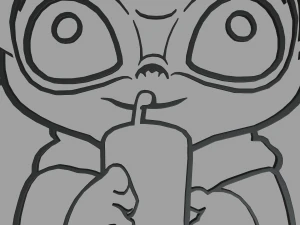 Siluet Dinding Bayi Yoda 01 Model Cetak 3D