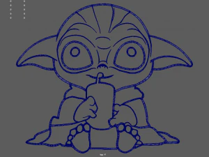 Siluet Dinding Bayi Yoda 01 Model Cetak 3D