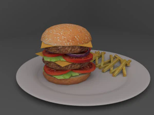 Paket Makanan Cepat Saji 01 Burger Model 3D