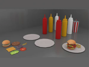 Fast Food Pack 01 Burger 3D Model