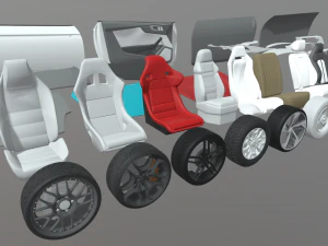 Paket Suku Cadang Mobil Model 3D