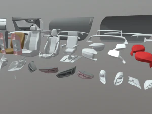 Paket Suku Cadang Mobil Model 3D