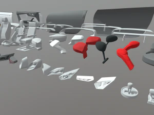 Paket Suku Cadang Mobil Model 3D