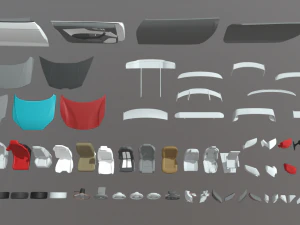 Paket Suku Cadang Mobil Model 3D
