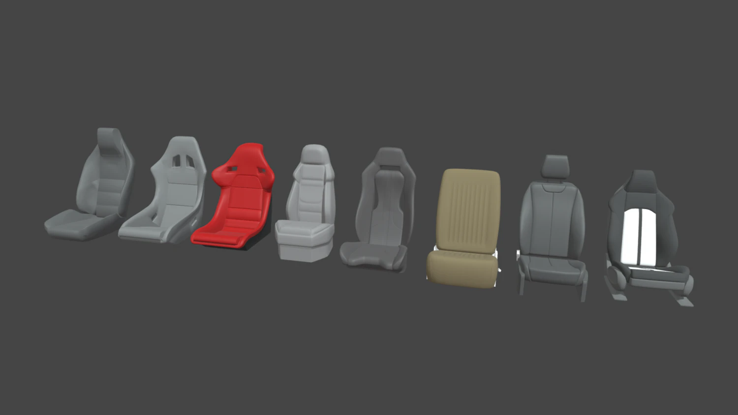 Car Seat Pack 03 3D Model .c4d .max .obj .3ds .fbx .stl .blend