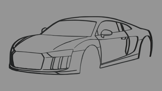 Audi R8 Perspective Wall Silhouette Model do druku 3D .c4d .max .obj .3ds .fbx .stl .blend 