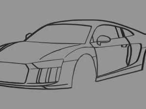 アウディ R8 の遠近感のある壁のシルエット 3Dプリントモデル