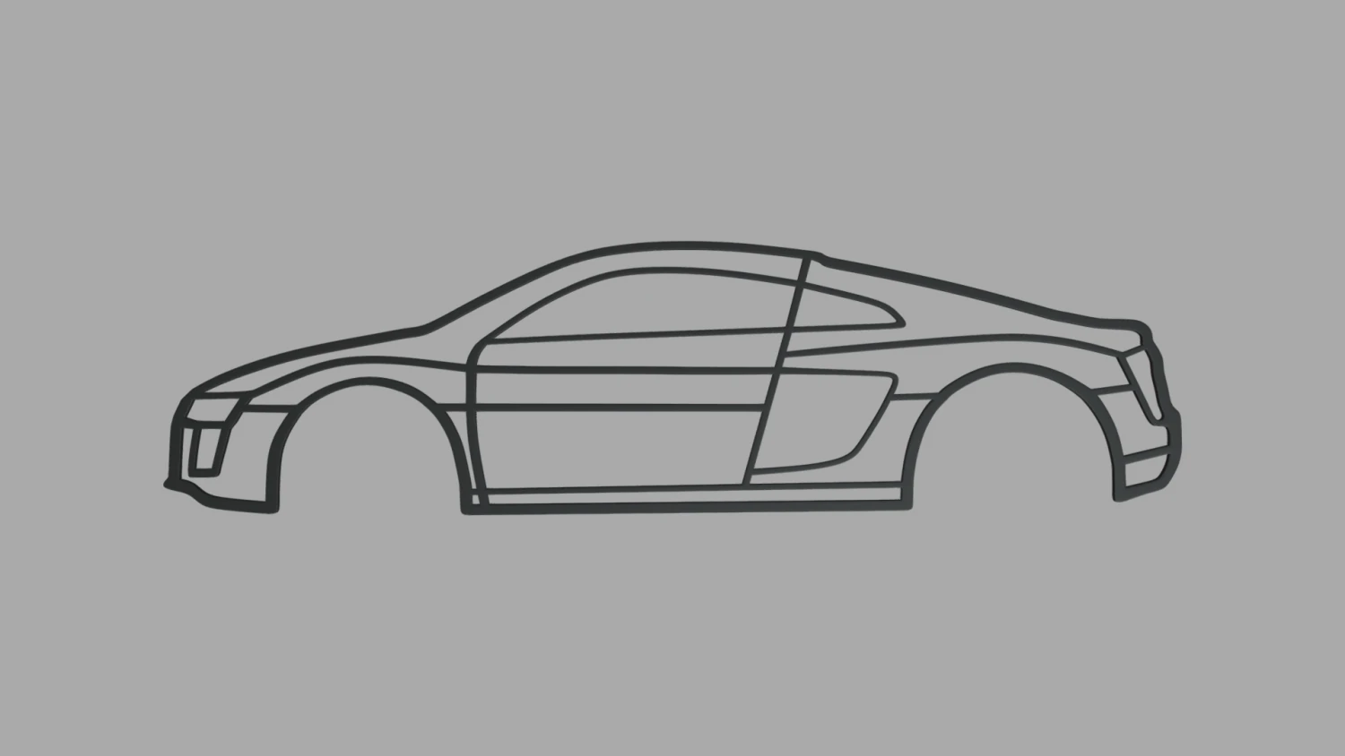 Audi R8 Wall Silhouette 3D Print Model .c4d .max .obj .3ds .fbx .stl .blend 