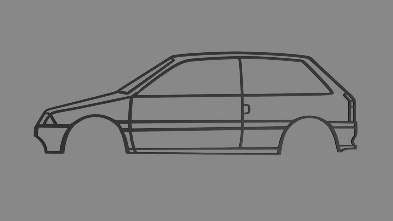 Citroen Ax Wall Silhouette 3D Print Model .c4d .max .obj .3ds .fbx .stl .blend 
