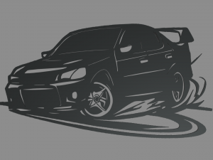 Drifting Car 01 Wall Silhouette 3D Print Model