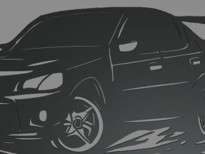 Drifting Car 01 Wall Silhouette 3D Print Model