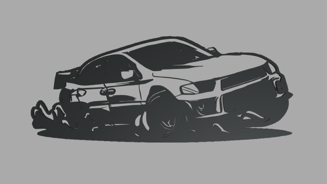 Drifting Car 02 Wall Silhouette 3Dプリントモデル .c4d .max .obj .3ds .fbx .stl .blend 
