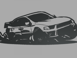 Drifting Car 02 Wall Silhouette 3D Print Model