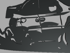 Drifting Car 02 Wall Silhouette 3Dプリントモデル