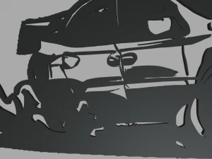 Drifting Car 02 Wall Silhouette 3D Print Model