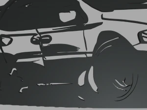 Drifting Car 02 Wall Silhouette 3D Print Model
