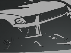 Drifting Car 02 Wall Silhouette 3Dプリントモデル