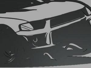 Drifting Car 02 Wall Silhouette 3D Print Model