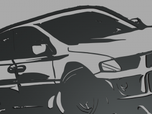 Drifting Car 02 Wall Silhouette 3Dプリントモデル