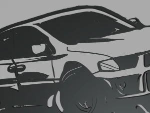 Drifting Car 02 Wall Silhouette 3D Print Model