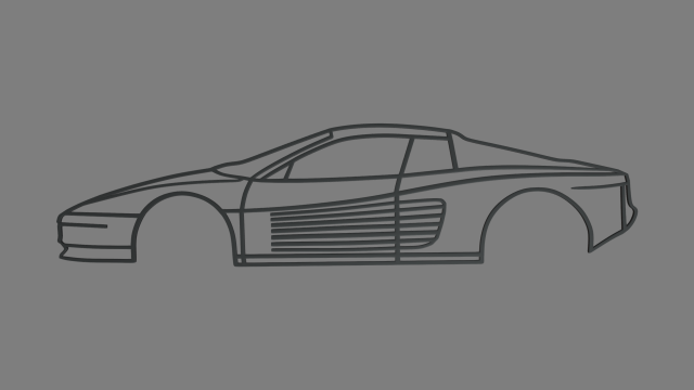 Ferrari Testarossa Wall Silhouette 3D Принт Модель .c4d .max .obj .3ds .fbx .stl .blend 