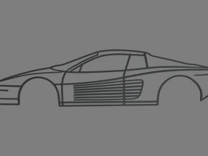 Ferrari Testarossa Wall Silhouette 3D Print Model