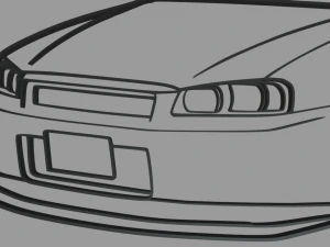 Nissan Skyline GTR R34 Wall Silhouette 3D Print Model