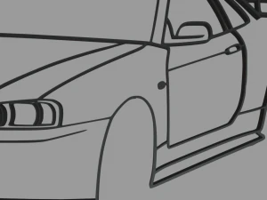 Nissan Skyline GTR R34 Wall Silhouette 3D Print Model