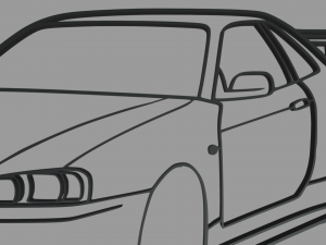 Nissan Skyline GTR R34 Wall Silhouette 3D Print Model
