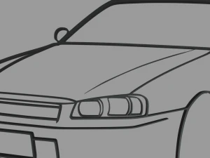 Nissan Skyline GTR R34 Wall Silhouette 3D Print Model