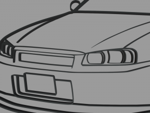 Nissan Skyline GTR R34 Wall Silhouette 3D Print Model