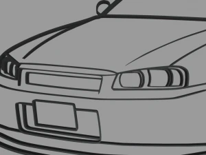 Nissan Skyline GTR R34 Wall Silhouette 3D Print Model