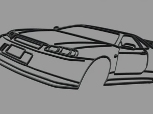 Nissan Skyline GTR R34 Wall Silhouette 3D Print Model
