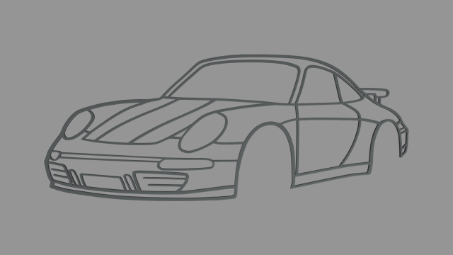 Porsche 911 2023 Perspective Wall Silhouette 3D Print Model .c4d .max .obj .3ds .fbx .stl .blend 