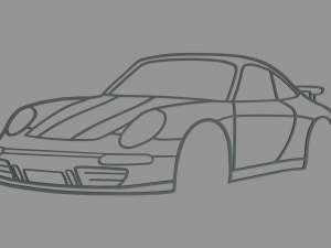 Porsche 911 2023 Perspective Wall Silhouette 3D Print Model