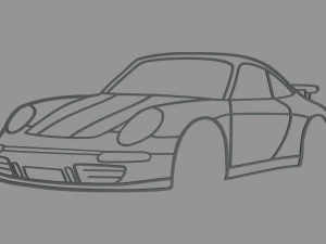 Porsche 911 2023 Silhouette da parete prospettica Modello di stampa 3D