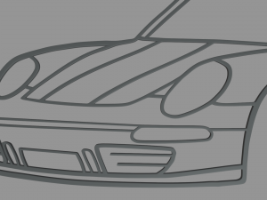 Porsche 911 2023 Perspective Wall Silhouette 3D Print Model