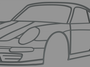 Porsche 911 2023 Perspective Wall Silhouette 3D Print Model