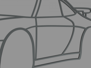 Porsche 911 2023 Perspective Wall Silhouette 3D Print Model