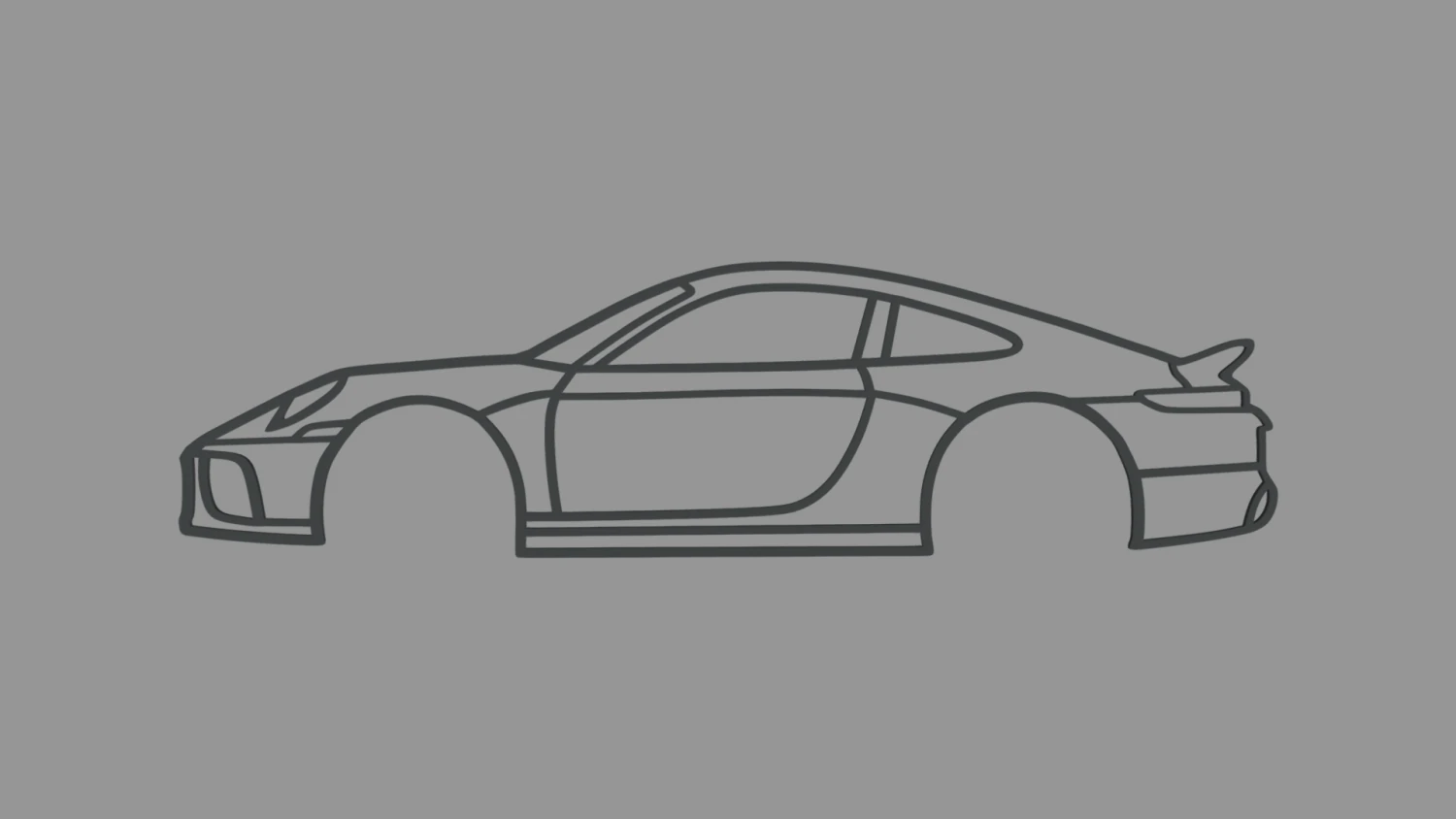 Porsche 911 2023 Wall Silhouette 3D Print Model .c4d .max .obj .3ds .fbx .stl .blend 