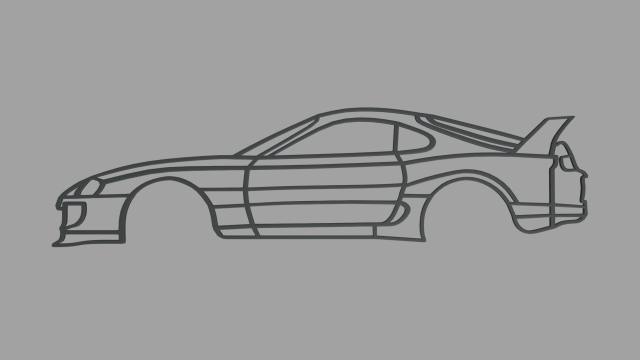 Toyota Supra Wall Silhouette 3D प्रिंट मॉडल .c4d .max .obj .3ds .fbx .stl .blend 