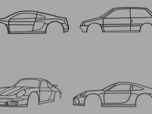 Car Silhouettes Pack 01 3D Print Model