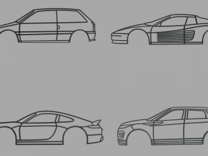 Car Silhouettes Pack 01 3D Print Model