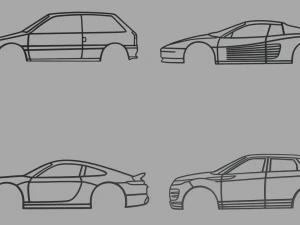 Car Silhouettes Pack 01 3D Print Model