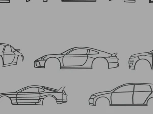 Car Silhouettes Pack 01 3D Print Model