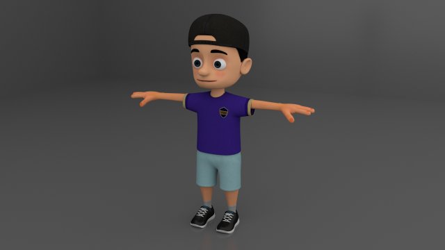 Kid Cartoon Rigged 3D Model .c4d .max .obj .3ds .fbx .stl .blend