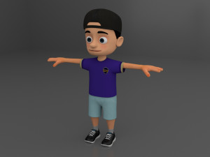 Kid Cartoon Rigged 3D Model