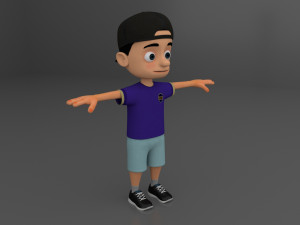 Kid Cartoon Rigged 3D Model